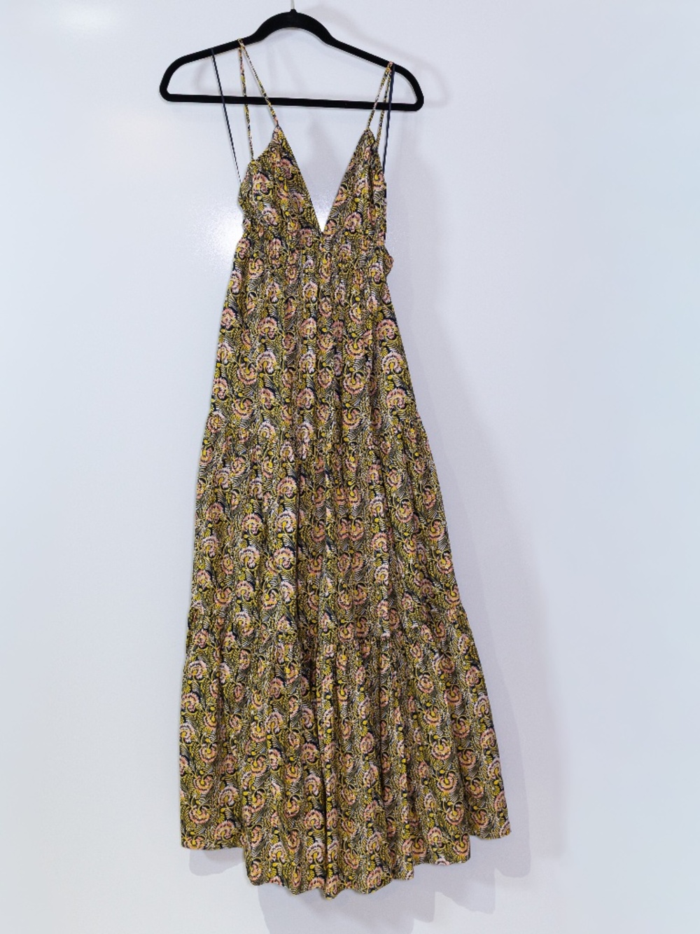 J. Crew Oahu V-Neck Tiered Maxi Dress Cotton Poplin In Dandelion Swirl Print S